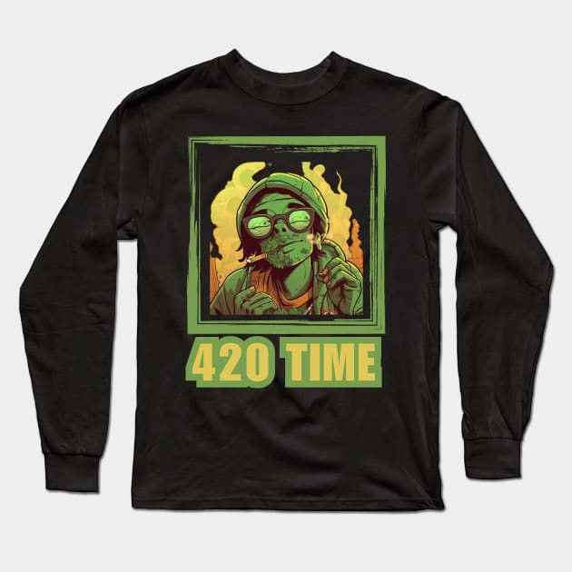 420  Time Stoned Geek Long Sleeve T-Shirt by FrogandFog